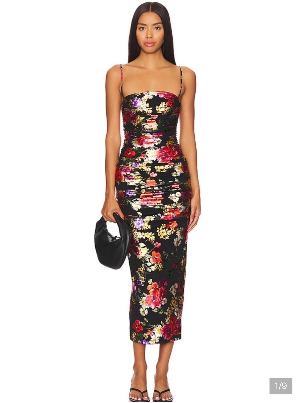 Nookie Electric Floral Midi Dress with Pink, Red & Yellow Accents